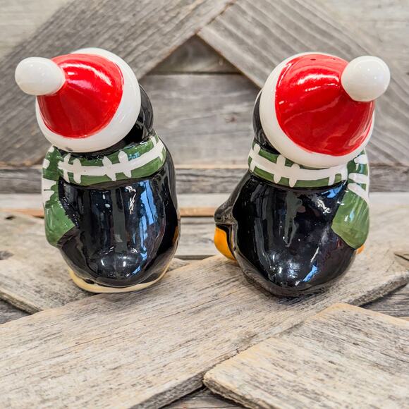 Winter Holiday Penguins Salt and Pepper Shaker Set, Holiday Kitchen Decor-4.25"H - Picture 3 of 7